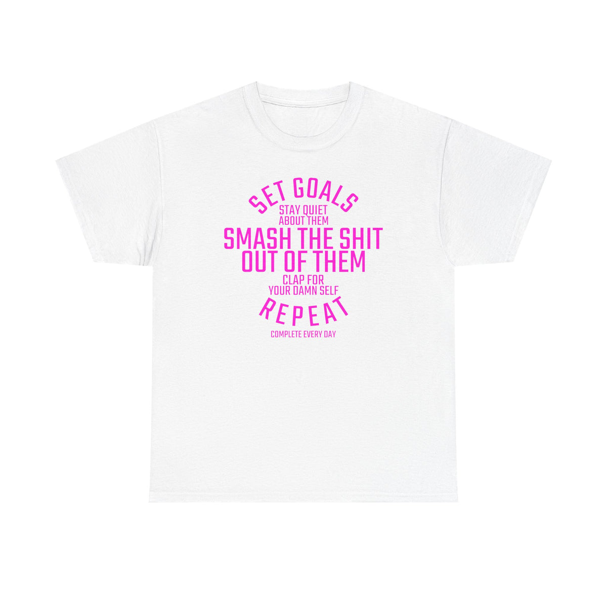 Motivational Unisex Heavy Cotton Tee - Set Goals & Smash Them