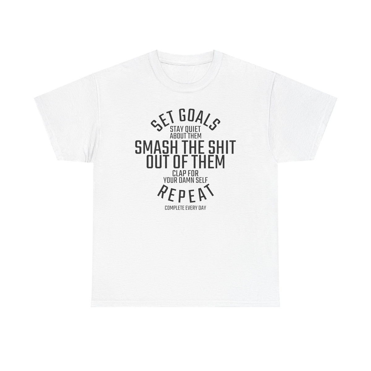 Motivational Unisex Heavy Cotton Tee - Set Goals Smash Them Repeat